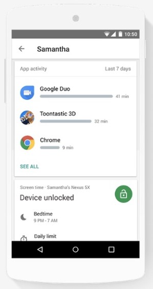Google's Family Link on screen
